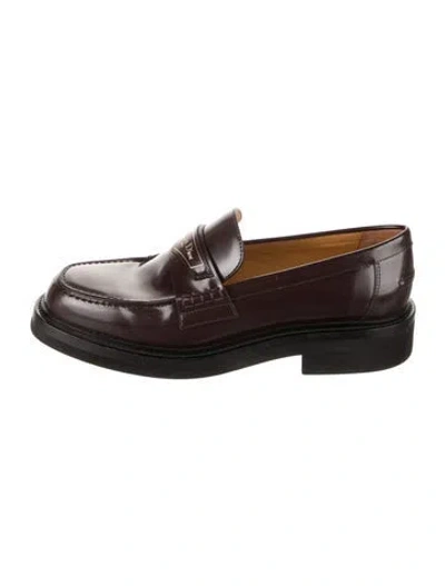 Pre-owned Dior Patent Leather Loafers In Burgundy