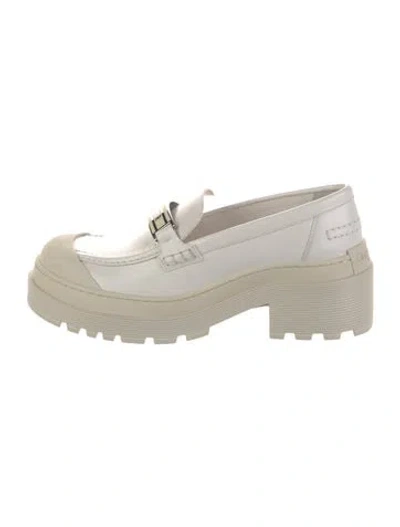 Pre-owned Dior Patent Leather Loafers In White