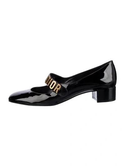 Pre-owned Dior Patent Leather Mary Jane Flats In Black