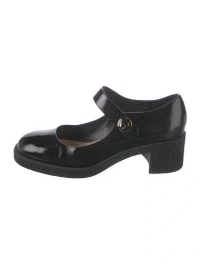 Pre-owned Dior Patent Leather Mary Jane Flats In Black