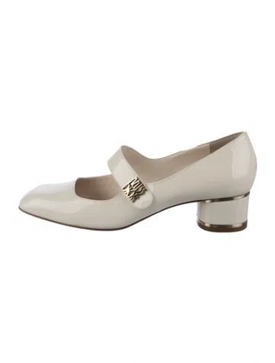 Pre-owned Dior Patent Leather Mary Jane Flats In White