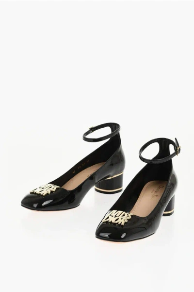 Dior Patent Leather Miss  Pumps With Ankle Strap 4cm In Black