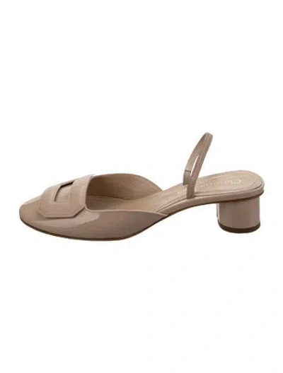 Pre-owned Dior Patent Leather Mules In Neutral