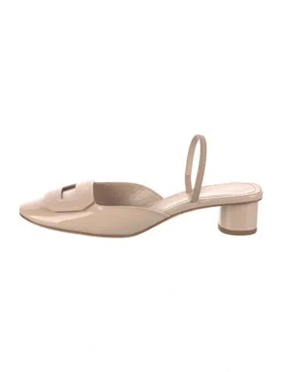 Pre-owned Dior Patent Leather Mules In Neutral