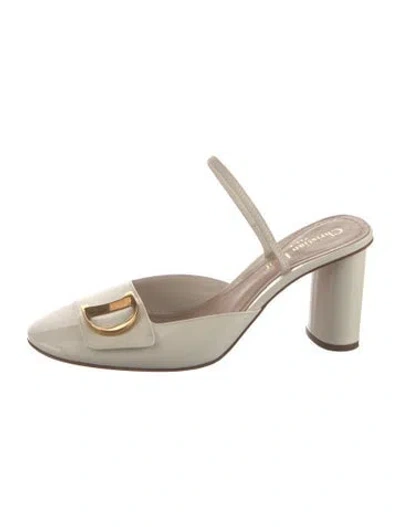 Pre-owned Dior Patent Leather Mules In Neutrals