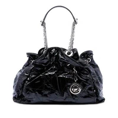 Pre-owned Dior Patent Leather Patent Cannage Le Trente Tote In Black