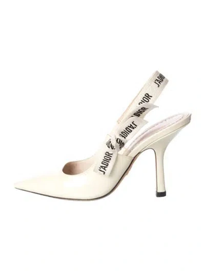Pre-owned Dior Patent Leather Printed Slingback Pumps In Neutral
