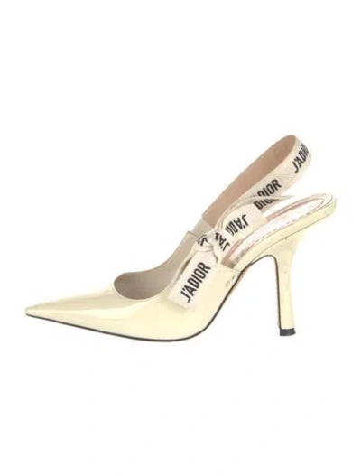 Pre-owned Dior Patent Leather Printed Slingback Pumps In Neutral