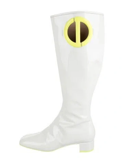 Pre-owned Dior Patent Leather Rain Boots In White
