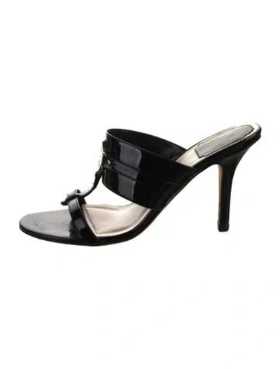 Pre-owned Dior Patent Leather Slides In Black
