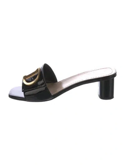 Pre-owned Dior Patent Leather Slides In Black