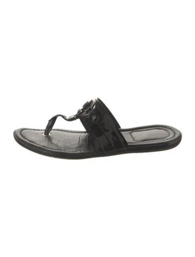 Pre-owned Dior Patent Leather Slides In Black