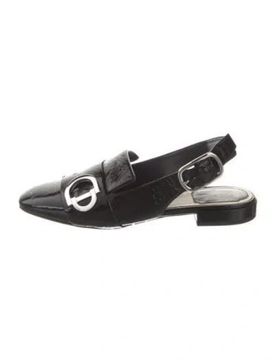 Pre-owned Dior Patent Leather Slingback Flats In Black