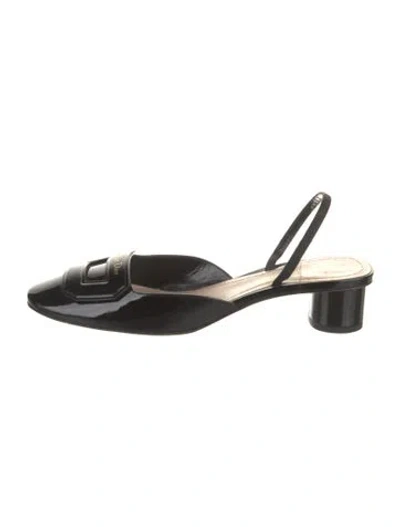 Pre-owned Dior Patent Leather Slingback Flats In Black