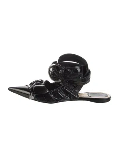 Pre-owned Dior Patent Leather Slingback Flats In Black