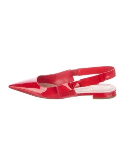 Pre-owned Dior Patent Leather Slingback Flats In Red