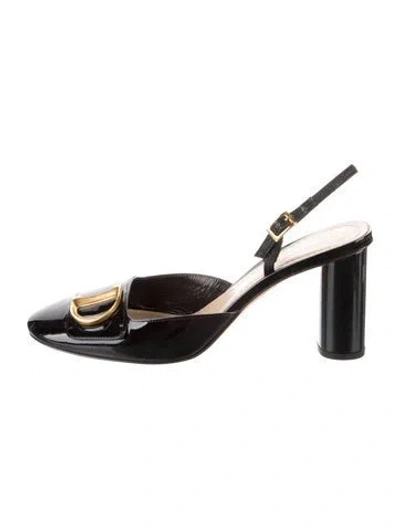 Pre-owned Dior Patent Leather Slingback Pumps In Black