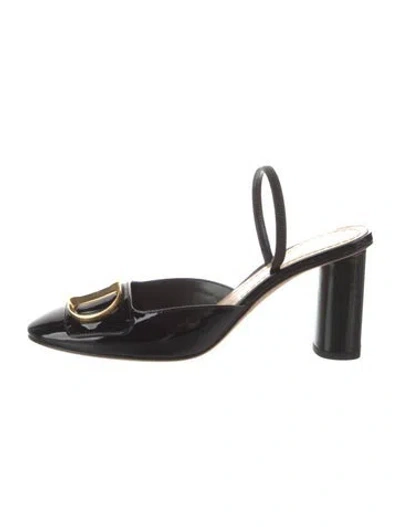 Pre-owned Dior Patent Leather Slingback Pumps In Black