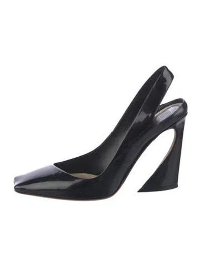 Pre-owned Dior Patent Leather Slingback Pumps In Black