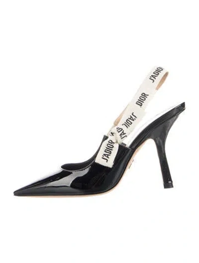 Pre-owned Dior Patent Leather Slingback Pumps In Black