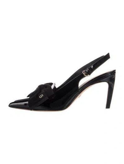 Pre-owned Dior Patent Leather Slingback Pumps In Blue