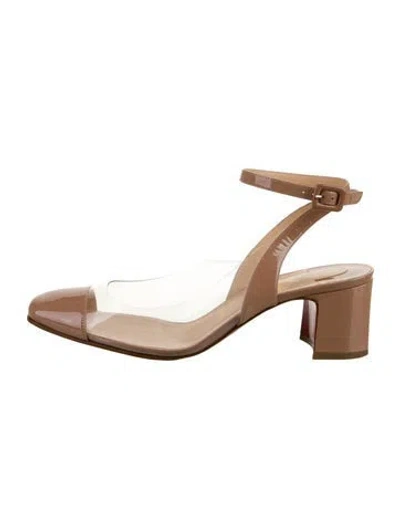 Pre-owned Dior Patent Leather Slingback Pumps In Neutral