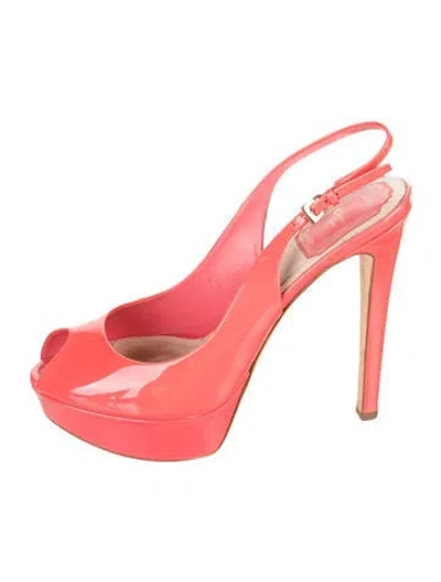 Pre-owned Dior Patent Leather Slingback Pumps In Pink