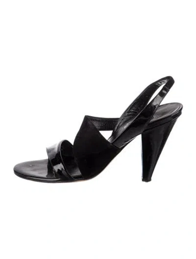 Pre-owned Dior Patent Leather Slingback Sandals In Black