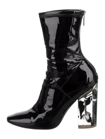 Pre-owned Dior Patent Leather Sock Boots In Black