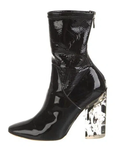 Pre-owned Dior Patent Leather Sock Boots In Black