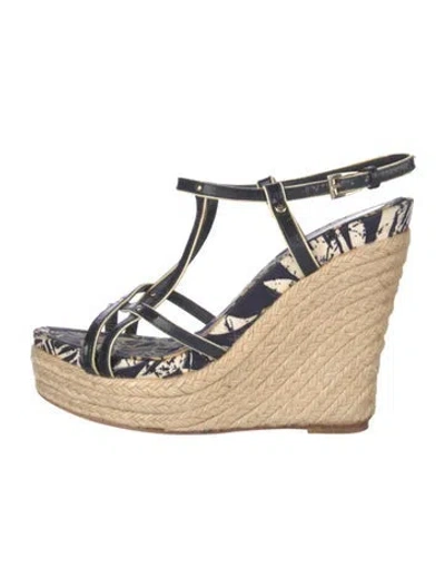 Pre-owned Dior Patent Leather Striped Espadrilles In Blue