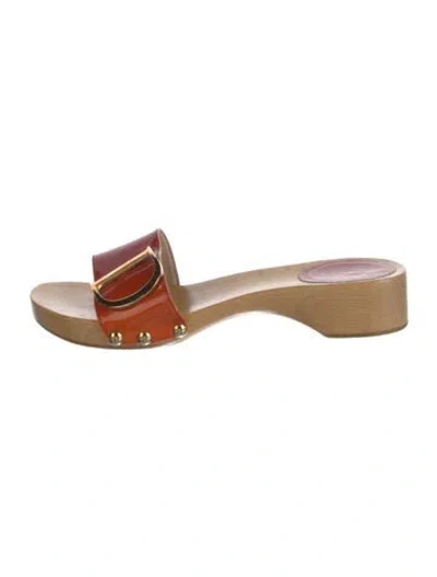 Pre-owned Dior Patent Leather Studded Accents Slides In Pink