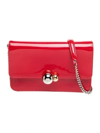 Pre-owned Dior Patent Leather Tribale Wallet On Chain In Red