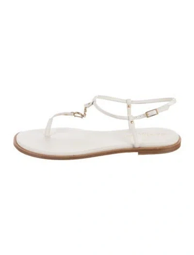 Pre-owned Dior Patent Leather T-strap Sandals In White