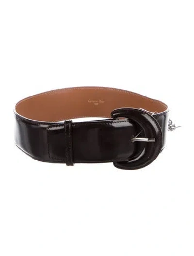 Pre-owned Dior Patent Leather Waist Belt In Brown