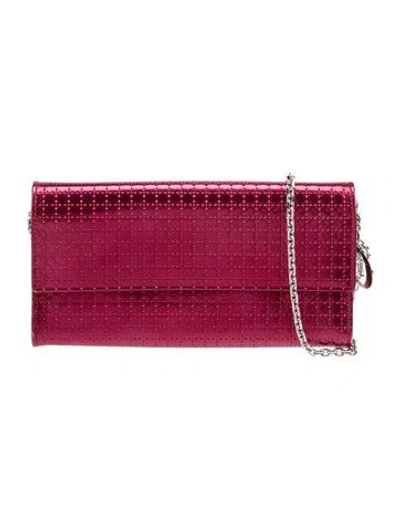 Pre-owned Dior Patent Leather Wallet On Chain In Burgundy