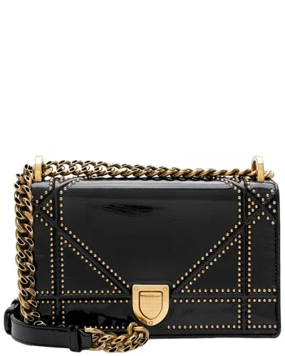 Dior Patent Studded Ama Small Shoulder Bag (authentic Pre-loved) In Black