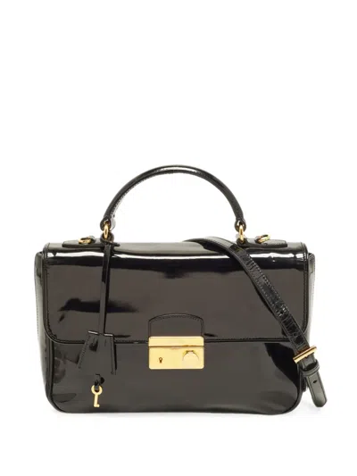 Pre-owned Dior Patent-leather Flap Tote Bag In Black
