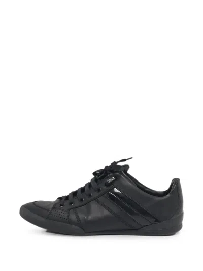 Pre-owned Dior Patent-panel Leather Low-top Sneakers In Black
