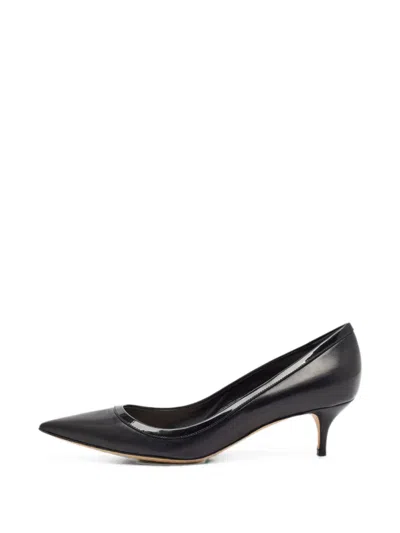 Pre-owned Dior Patent-trimmed Pointed-toe Pumps In Black
