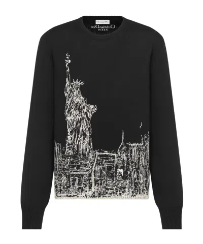 Dior Pattern Cashmere Sweater In Black