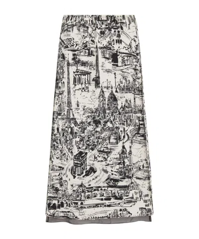 Dior Pattern Flared Skirt In Multicolor
