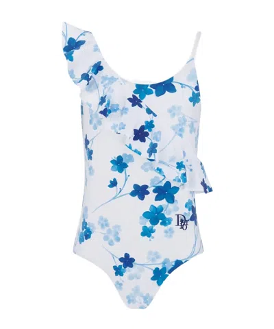 Dior Pattern One-piece Swimsuit In Blue