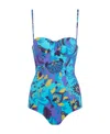 Dior Pattern One-piece Swimsuit In Blue