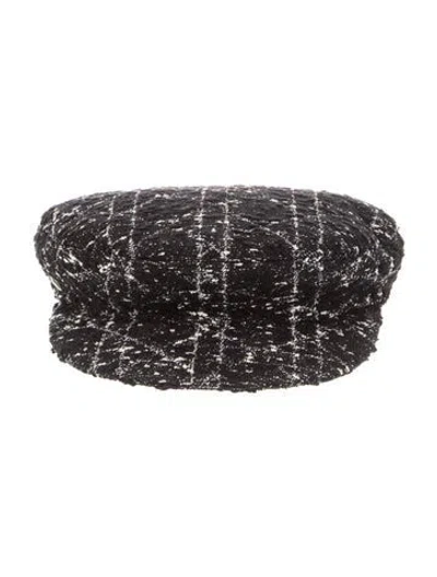 Pre-owned Dior Pattern Print Tweed News Boy Cap In Black