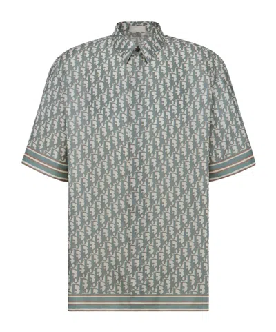 Dior Pattern Short-sleeved Shirt In Gray