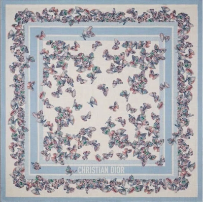 Dior Pattern Silk Scarf In Gray