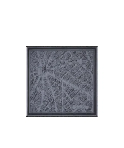 Dior Pattern Silk Scarf In Gray