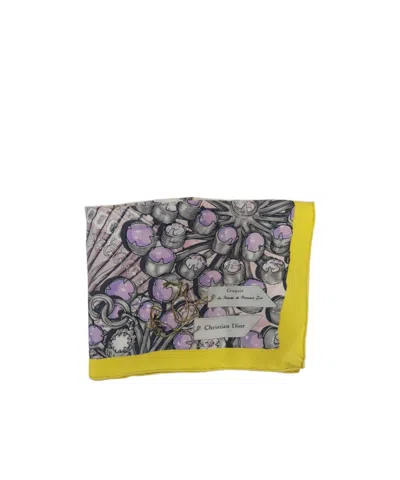 Dior Pattern Silk Scarf In Gray