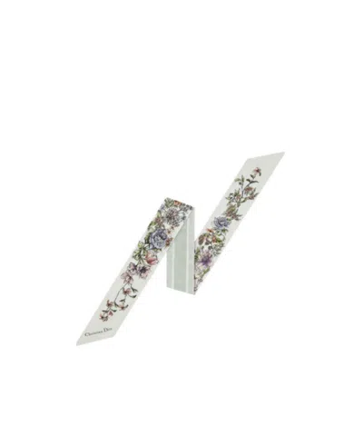 Dior Pattern Silk Scarf In White